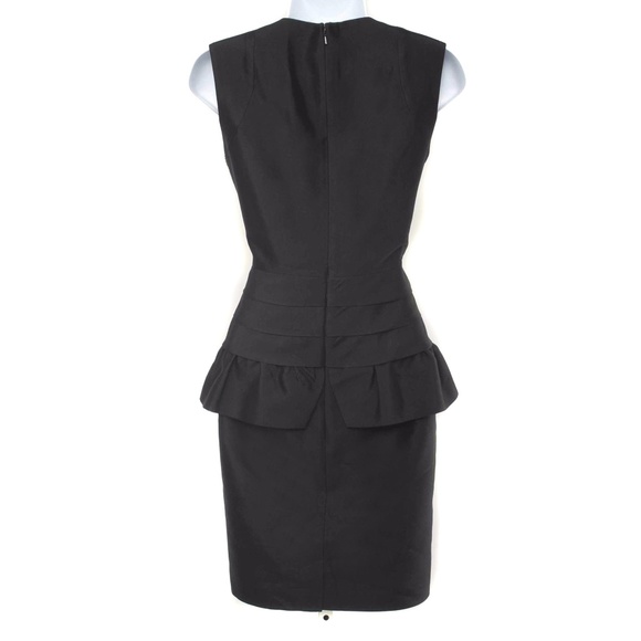 REISS Black ‘Mattie’ Peplum Silk & Wool Blend Sleeveless Dress Size 2 - Picture 4 of 7